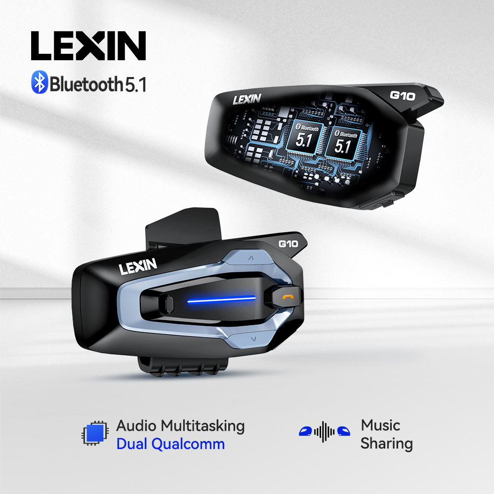 Full Face Motorcycle Helmet With Bluetooth - NEW-LEXIN G10 Intercomunicador para Capacete de
