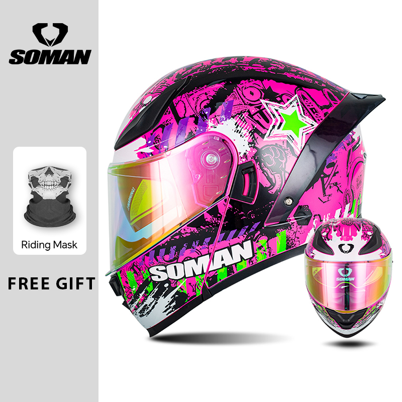 Soman capacete modular flip ro - Dual Visor Motorcycle Racing Helmet avaliação e preço