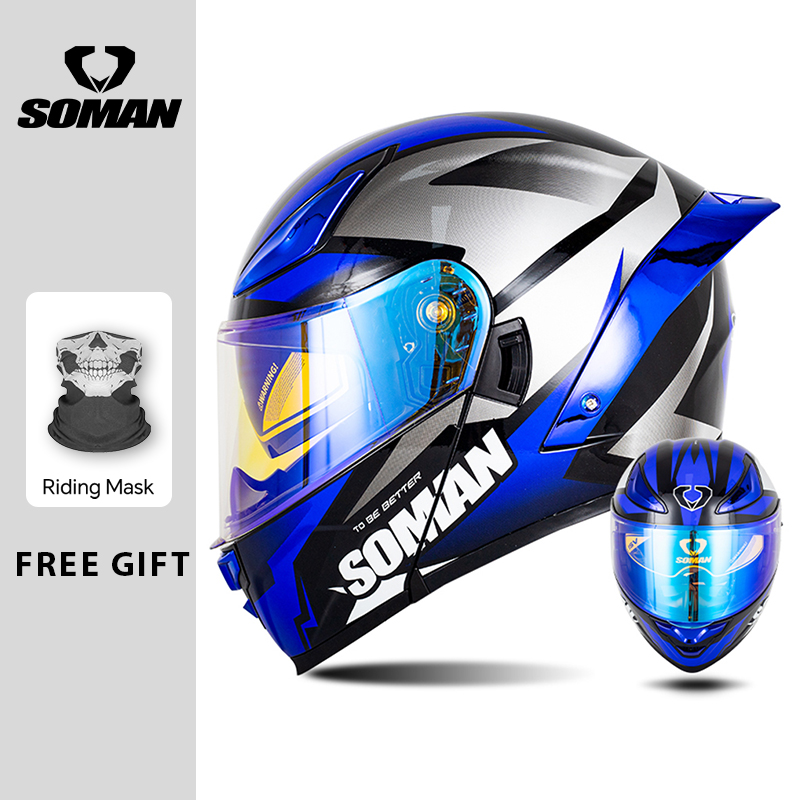 Soman capacete modular flip ro - Dual Visor Motorcycle Racing Helmet avaliação e preço