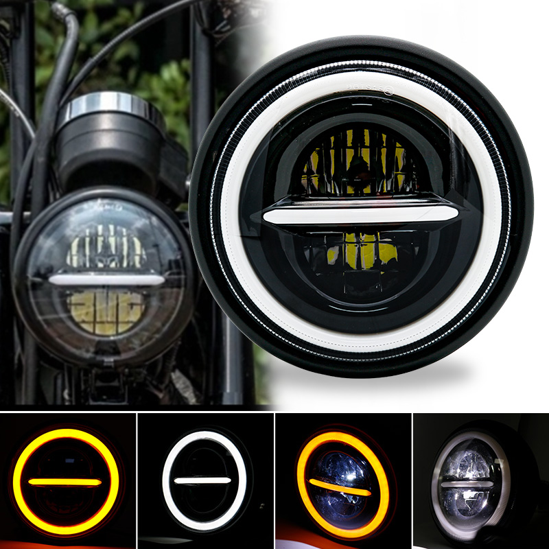 Farol redondo universal LED pa - Universal Motorcycle Led Headlight Projector avaliação e preço